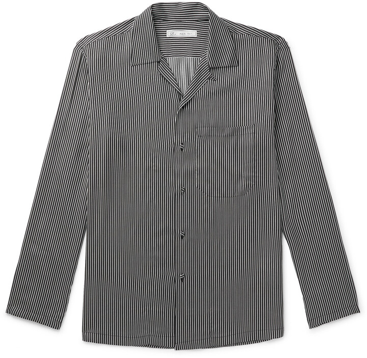 UMIT BENAN B+ Slim-Fit Camp-Collar Striped Silk Shirt - ShopStyle