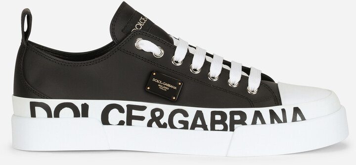 Dolce & Gabbana Calfskin Portofino Light Sneakers With Logo-Detailed Plate  And Logo Print - ShopStyle