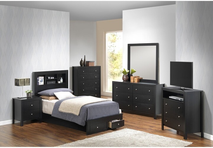 Passion Furniture Burlington Twin Storage Platform Bed with Storage Drawers and Shelving