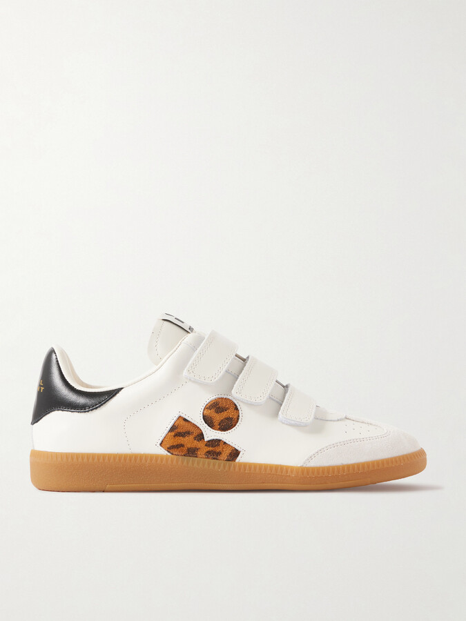 Isabel Marant Beth Suede-trimmed Leather Sneakers - Ecru