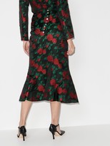 Thumbnail for your product : yuhan wang Rose-Print Midi Skirt