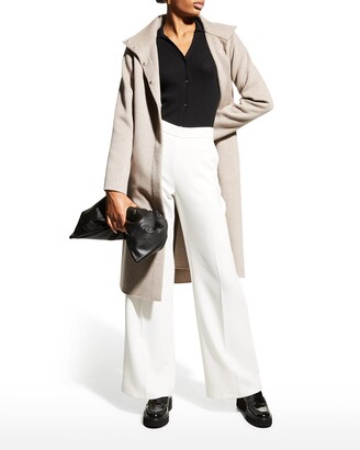 Neiman Marcus Double-Face Cashmere Snap-Collar Long Coat