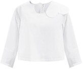 Thumbnail for your product : COMME DES GARÇONS GIRL Heart Cutout-collar Cotton-poplin Top - White