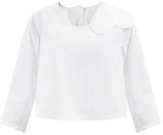 COMME DES GARÇONS GIRL Heart Cutout-collar Cotton-poplin Top - White