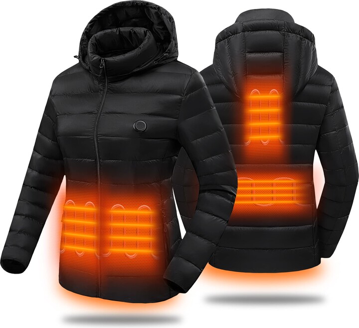HEWINZE heated down jacket for women with battery packmens puffer