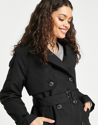 Moda Petite classic trench coat in black - ShopStyle Outerwear