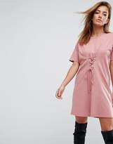 Thumbnail for your product : ASOS Cinched In Lace Up Waist T-Shirt Dress