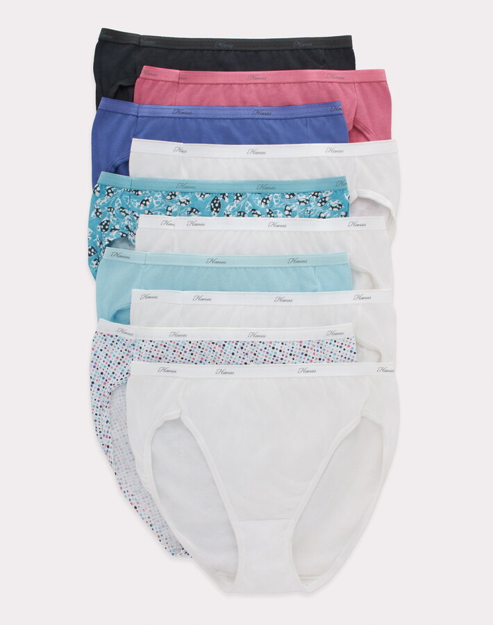 Hanes Hi-Cut Panties Panty 10 Pack Womens Underwear Assorted Colors Value Cotton