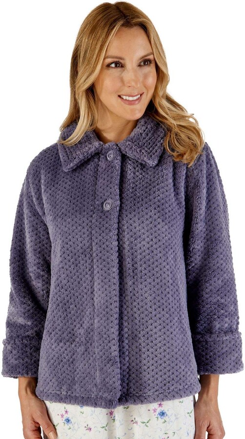 Slenderella Waffle Fleece Bed Jacket Grey M Grey ShopStyle