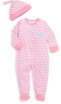 Thumbnail for your product : Offspring Chevron One-Piece & Hat (Baby Girls)