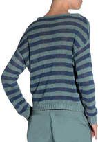 Thumbnail for your product : Eleventy Striped V-Neck Linen Sweater