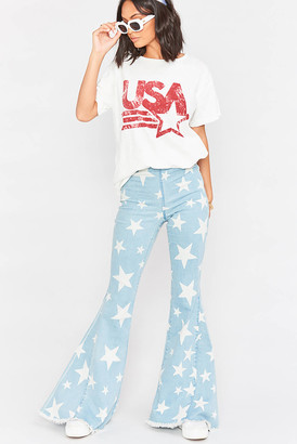 show me your mumu star bell bottom jeans