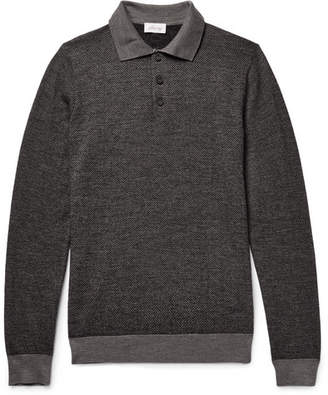 Brioni Herringbone Virgin Wool-Blend Polo Shirt - Men - Gray