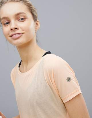 Asics Running Crop Front Tee In Apricot