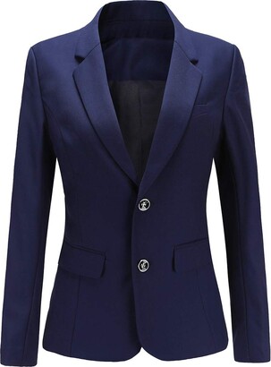 YYNUDA Women's Blazer Slim Fit Long Sleeve Suit Jacket Work Office Elegant Smart Blazer Jacket Navy
