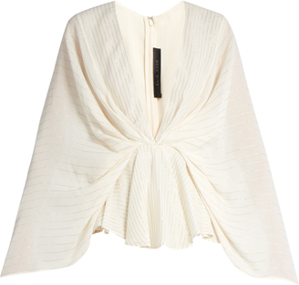 Elie Saab Striped V-neck georgette kimono top