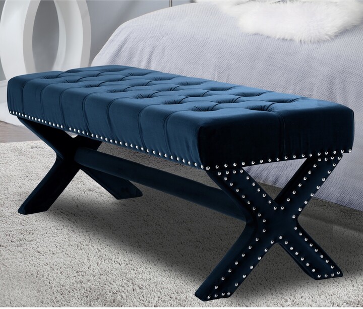 Chic Home Bentley Velvet Modern Contemporary Button Tufted with Silver