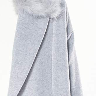PAISIE - Wool Blend Coat With Faux Fur Collar