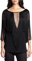 Thumbnail for your product : Alexis Demitri Fringe-Trimmed Mesh-Paneled Top