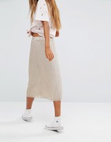 Thumbnail for your product : Pull&Bear Metallic Plisse Midi Skirt