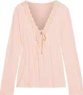 Thumbnail for your product : Eberjey Lady Godiva lace-trimmed stretch-modal jersey pajama top