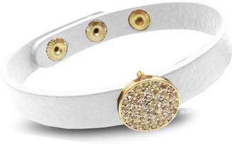 Luna Women's Round Leather Cub Bracelet - White/Gold
