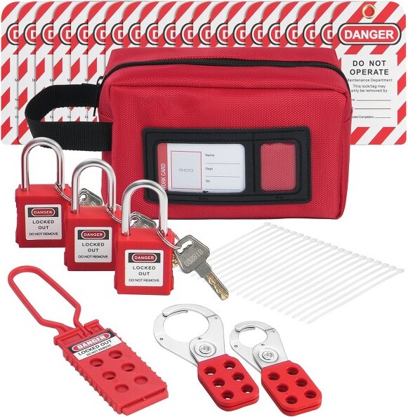 VEVOR Electrical Lockout Tagout Kit, 26 PCS Safety Loto Kit Includes ...