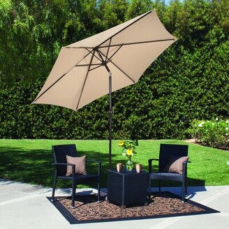Arlmont & Co. 9Ft Outdoor Umbrella Patio Umbrella Sunbrella Umbrellas With Crank And Tilt-Beige