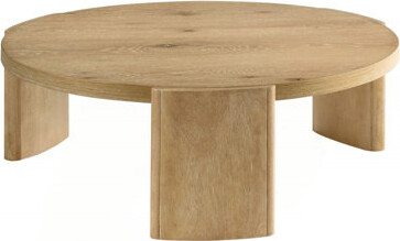 Corrigan Studio Contemporary Living Room 2-Piece Table Set Solid Wood Round Coffee Table And Side Table Kepler Driftwood Finish