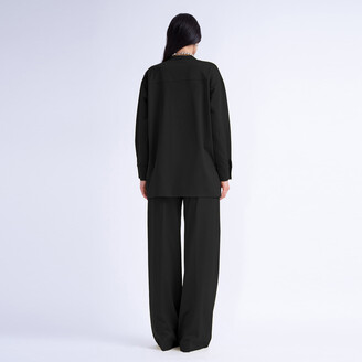 Bluzat Black Matching Set With Oversized Shirt And Wide Leg Trousers