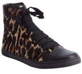 Thumbnail for your product : Lanvin tan and black leopard print calf hair high tops