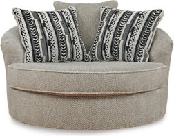 Benjara Alno Oversize Swivel Accent Chair 2 Accent Pillows 55 Inch Beige