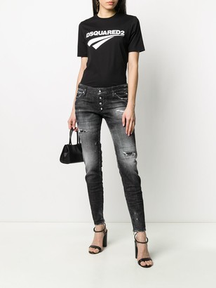 DSQUARED2 Distressed Zipped Ankle Skinny Trousers