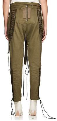 Saint Laurent Women's Cotton-Linen Twill Lace-Up Pants - Green