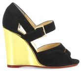 Thumbnail for your product : Charlotte Olympia Marcella Suede & Metallic Wedge Sandals