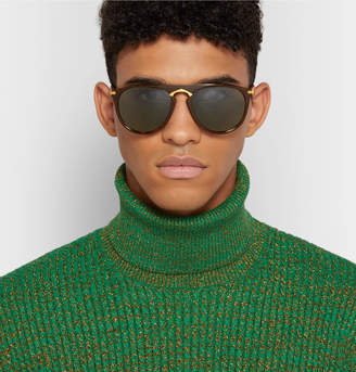 Cartier Eyewear Round-Frame Tortoiseshell Acetate And Gold-Tone Polarised Sunglasses