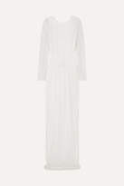 Thumbnail for your product : Balmain Open-back Embellished Chiffon Gown - White