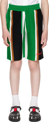 Burberry Kids Green & Black Striped Shorts