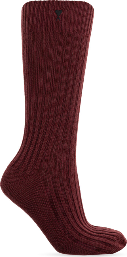 Ami Alexandre Mattiussi Socks With Logo, , - Burgundy