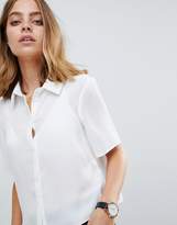 Thumbnail for your product : ASOS Petite Design Petite Crop Blouse With Short Sleeves