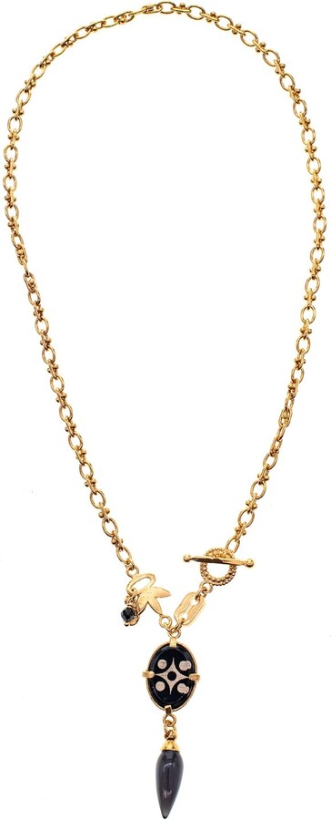 GEM Kingdom Gold / Black Goldplated Dotted Necklace Black