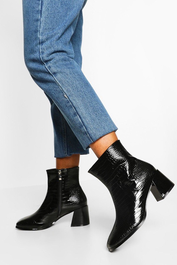 wide fit low heel boots