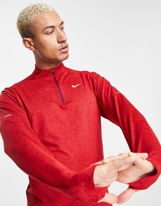 nike running element half zip top in pink marl