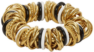 Balenciaga Gold and Black Multirings Bracelet