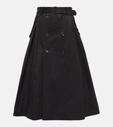 Belted pleated cotton midi skirt 