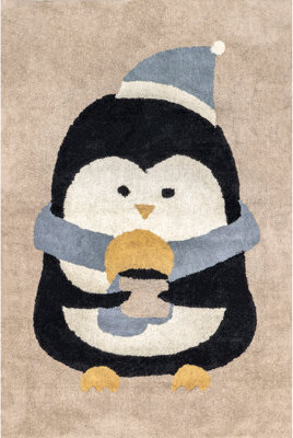 Zoomie Kids Mosby SpinClean Penguin Machine Washable Kids Area Rug