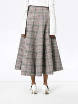 Thumbnail for your product : Rosie Assoulin side hooks check midi skirt
