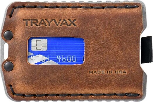 Trayvax Wallets Ascent Card Holder Raw/Tobacco Brown