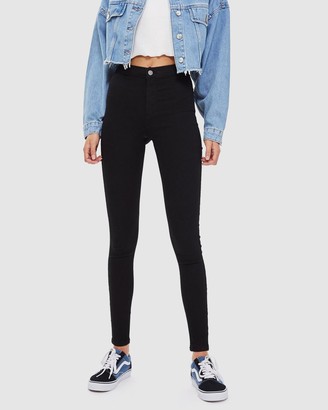 Topshop Women's Black High-Waisted - Joni Jeans - Size W28/L32 at The Iconic
