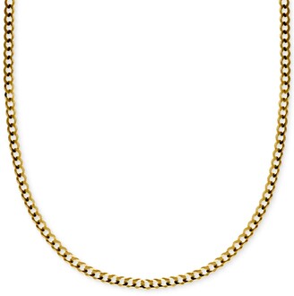 Italian Gold 22" Curb Link Chain Necklace in Solid 14k Gold